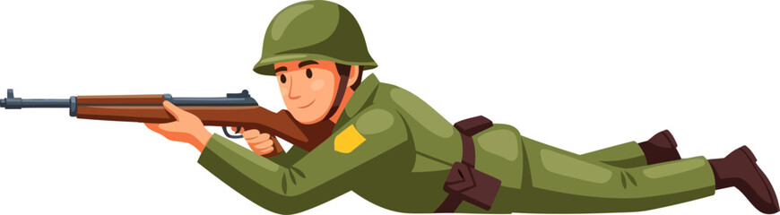 Obraz premium Infantry soldier aiming a rifle in prone position