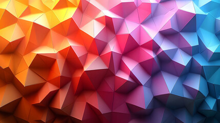Colorful low poly abstract with geometric triangles and 3D faceted texture.