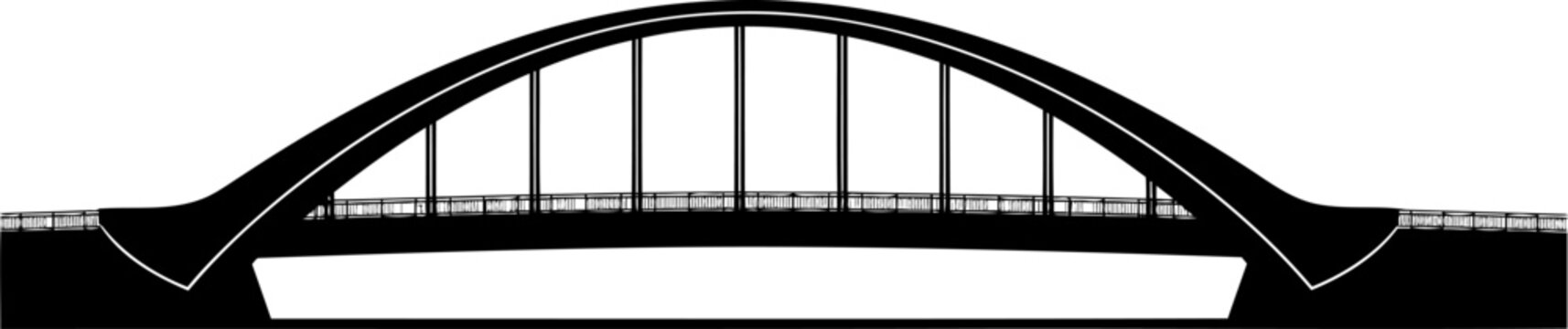 Minimalist bowstring arch bridge silhouette design
