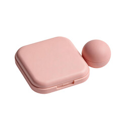 Pink Pill Case with Round Container for Medication Storage
