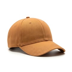 Fototapeta premium Plain orange baseball cap for summer days on white background