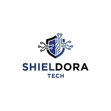 A dynamic Shieldora Tech logo showcases a shield with external circuit lines.