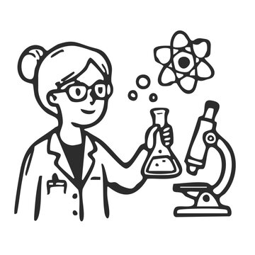 scientist in laboratory with microscope