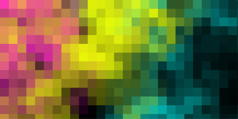 Pixelated Abstract Background with Vibrant Color Blocks of Pink Yellow Green and Teal vector illustration