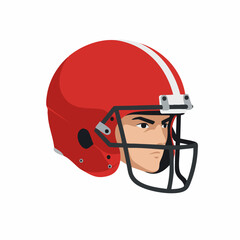 Fototapeta premium Flat Style Detailed Head of American Football Player Wearing Helmet Illustration