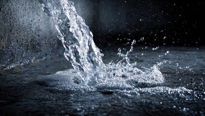 Naklejka premium Dynamic Water Splash and Flowing Liquid Motion Captured in High Speed.