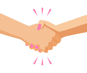 Obraz premium Women Business handshake, formal greeting, negotiation concept illustration isolated on white