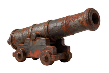 Rusty Old Cast Iron Naval Cannon on Wheels