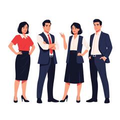 Fototapeta premium Diverse business team standing confidently, professional attire, modern office setting
