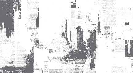 Obraz premium Distressed newspaper texture with grey ink smudges and text fragments grunge vintage
