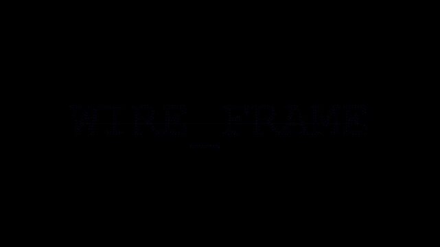 Futuristic Wireframe Digital Text Animation Reveals 'WIRE_FRAME' on Black Background for Technology Concept Intro Sequence.