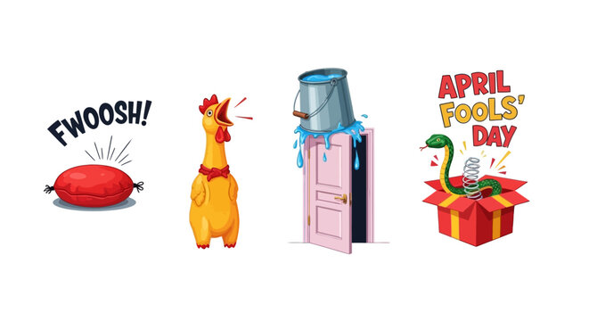 Funny April Fools' Day pranks with playful cartoon elements