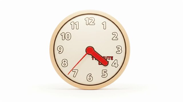 A clock with a red minute hand counting down to one minute left.