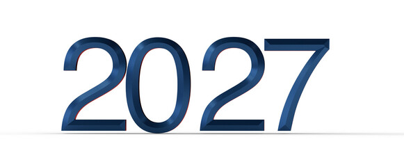 3D render of the year 2027 with a textured blue surface, perfect for future concepts and new year greetings. Isolated on © vegefox.com