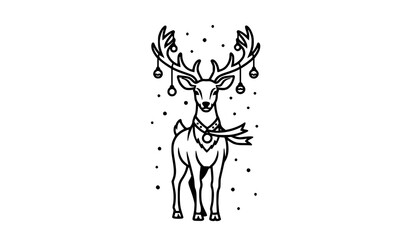 Festive Christmas reindeer with decorated antlers vector illustration isolated on white background © MdNayeem