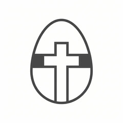 Fototapeta premium Minimalist easter egg with cross inside outline icon vector design christian resurrection concept
