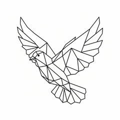 Geometric polygonal flying dove line art symbol of Holy Spirit and peace