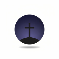 Easter Cross on Hill Night Scene Icon