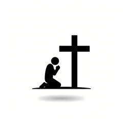 Man Praying at the Cross Easter Faith and Humility