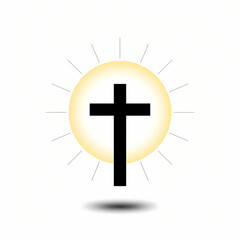 Christian Cross in Golden Sun Aura Easter Resurrection