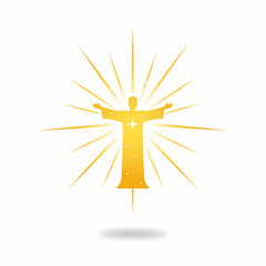Resurrection of Jesus Christ Golden Silhouette with Rays