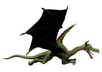 3D Rendering Fairy Tale Dragon on White