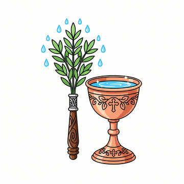 Holy water chalice and aspergillum for Easter blessing