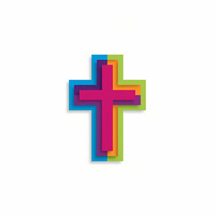 Obraz premium Modern layered colorful cross for Easter celebration