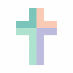 Obraz premium Minimalist geometric cross in pastel colors for Easter