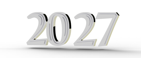 3D render of the number 2027 in a stylish design, perfect for new year concepts and futuristic...