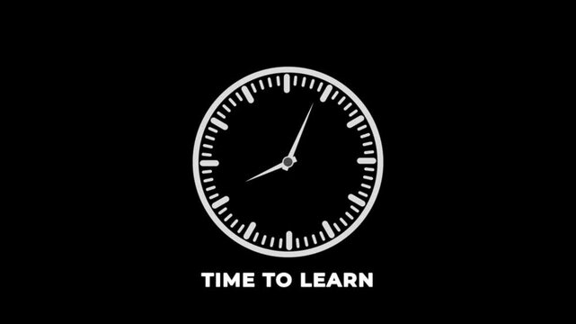time to learn Word or Text on Clock Moving Fast for Time Concept on solid Background