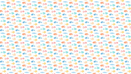 Vibrant fish pattern with colorful sea creatures on white background © Visual Graphics