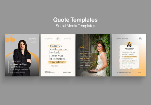 Quote Post Template Set, Motivational Quote & Testimonial Social Media Template