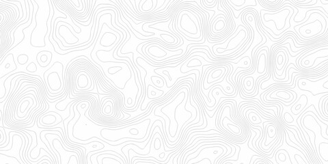 Minimal white line geometric grid outline curve counter map and wavy topography relief discovery area white, black line texture background.