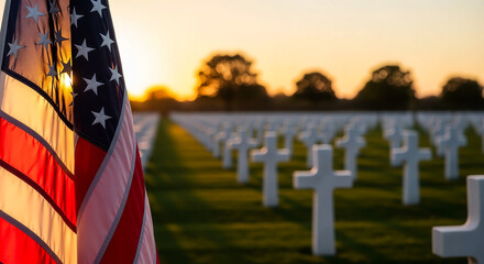 Military cemetery on Memorial Day symbolizing honor and remembrance