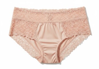 Elegant peach lace high waisted brief panty