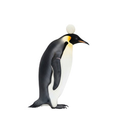 Obraz premium Emperor Penguin Chick Egg Head Isolated White Background Animal Bird Wildlife Antarctic Species