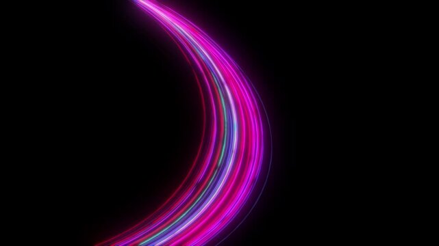 Colorful light trails on black background with light trail, light painting