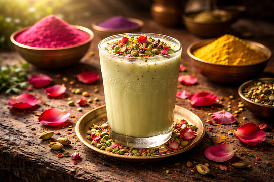 Traditional Bhang Thandai Lassi For Holi Rangpanchami Dhulivandan Festive Celebration