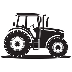 Obraz premium Tractor black silhouette isolated on white background farm vehicle agricultural machine