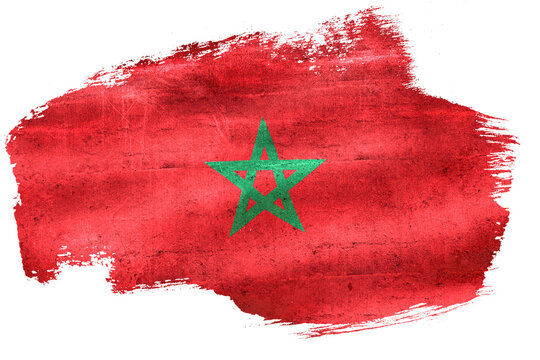 Grunge Morocco flag paint brush stroke on transparent background