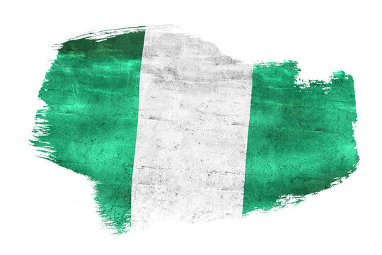 Nigeria flag painted brush stroke transparent background