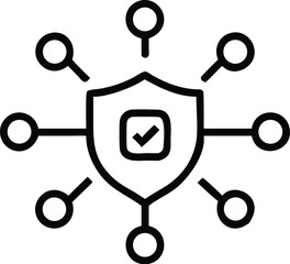 Shieldwithcheckmarkandnetworkconnectionssymbolizingsecurityprotectionandverificationisolatedontransparentbackground