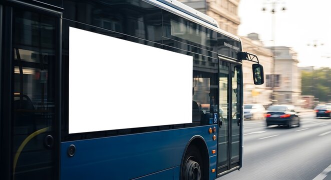 Bus with Blank Advertising Space on the Roadside