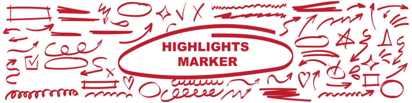 Dynamic highlight and marker show arrow and line, highlight and marker energize design. arrow and line move on paper around circle, shape, pen, underline. 