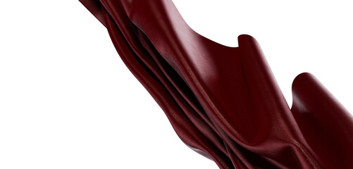 Abstract shot of burgundy fabric draping against a white background, highlighting texture and form. Great for background © vegefox.com