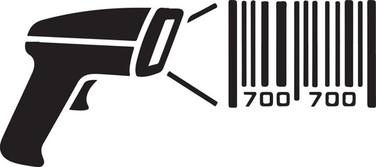 Obraz premium Barcode scanner scanning a barcode label with numbers isolated on transparent background