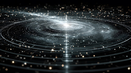Satellite and signal transmission background with radar and orbit visuals.