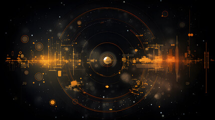 Satellite and signal transmission background with radar and orbit visuals.
