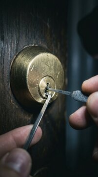 Lock Cylinder Being Manipulated with Lockpick Tools During Simulate